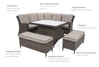 Narożny zestaw mebli ogrodowych Termoli Cloudy Grey / Light Grey