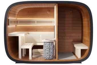 Sauna fińska zewnętrzna Leil® Saunas Round Cube Double 2.6 6-osobowa