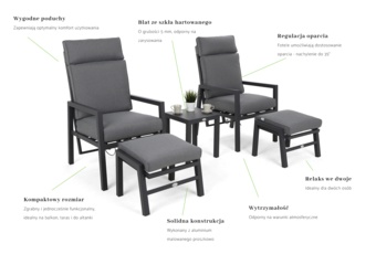 Meble ogrodowe aluminiowe Morton Dark Grey / Grey