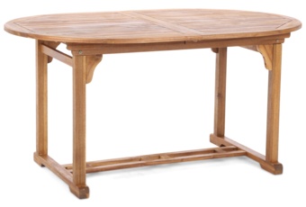 Meble ogrodowe drewniane Akacja Oval Cross 150+50 cm 6+1