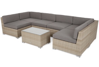 Narożnik modułowy z technorattanu Kansas Maxi Beige / Beige Melange