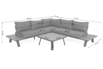 Narożnik ogrodowy aluminiowy Monako Dark Grey / Grey