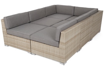 Narożnik modułowy z technorattanu Kansas Maxi Beige / Beige Melange