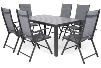 Meble ogrodowe aluminiowe Ibiza 150 cm Grey / Window Grey 6+1