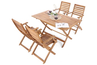 Meble ogrodowe drewniane Akacja Cross 4+1