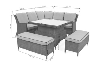 Narożny zestaw mebli ogrodowych Termoli Cloudy Grey / Light Grey