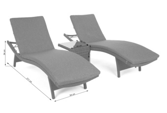 Zestaw leżaków ogrodowych z technorattanu Marbella Light Grey / Grey Melange ze stolikiem