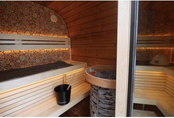 Sauna fińska zewnętrzna Leil® Saunas Round Cube Mini 2.0 4-osobowa