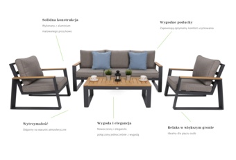 Meble ogrodowe aluminiowe Rimini Dark Grey / Beige Melange