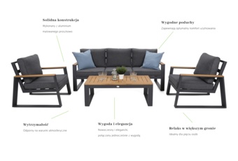 Meble ogrodowe aluminiowe Rimini Dark Grey / Grey Melange