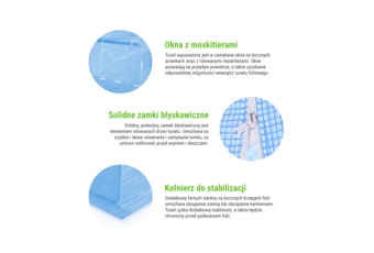 Tunel foliowy 200 x 300 cm (6 m²) stelaż + folia niebieska