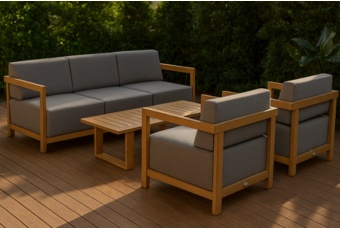 Meble ogrodowe aluminiowe Lyon Teak / Fog Grey