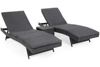 Zestaw leżaków ogrodowych z technorattanu Bora Bora Grey / Grey Melange ze stolikiem