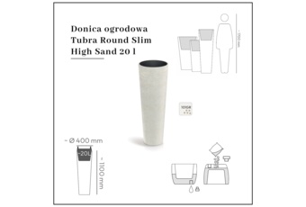 Donica ogrodowa Prosperplast Tubra Round Slim High Sand 20 l