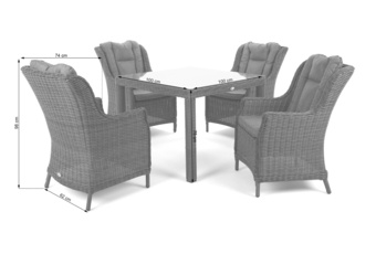 Meble ogrodowe technorattanowe Bristol Square Brown / Brown Melange 4+1