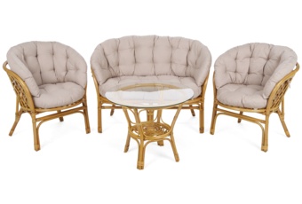 Meble ogrodowe rattanowe Bahama Honey / Cream 3+1