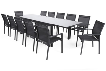 Meble ogrodowe aluminiowe Ontario 200+100 cm Grey / Light Grey Bolonia Grey / Window Grey 12+1
