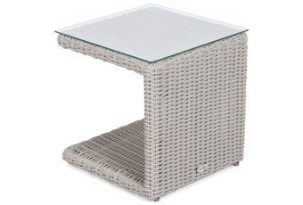 Zestaw leżaków ogrodowych z technorattanu Marbella White / Grey ze stolikiem