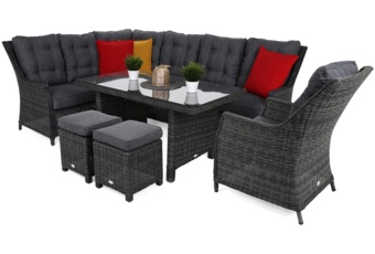 Narożny zestaw mebli ogrodowych lewy Alicante Grey / Grey Melange z pufami