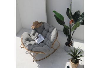 Fotel bujany technorattanowy Palermo Beige / Light Grey