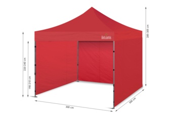 Namiot handlowy 300 x 300 cm czerwony