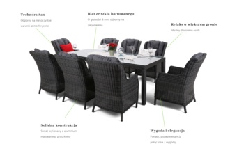 Meble ogrodowe technorattanowe Bristol 230 cm Grey / Grey Melange 8+1