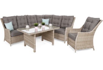 Narożny zestaw mebli ogrodowych prawy Alicante Beige / Beige Melange