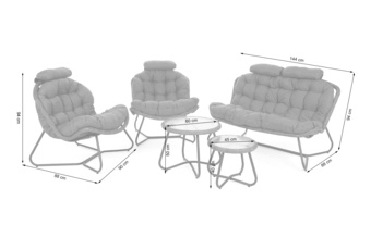 Meble ogrodowe technorattanowe Palermo Round Grey / Grey