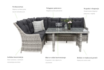 Narożnik technorattanowy lewy Alicante Light Grey / Grey Melange