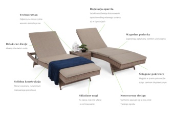 Zestaw leżaków ogrodowych z technorattanu Bora Bora Ginger / Brown Melange ze stolikiem