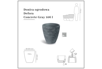 Donica ogrodowa Defora Concrete Gray 106 l