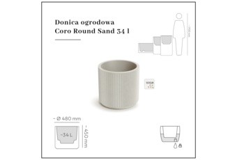 Donica ogrodowa Coro Round Sand 34 l