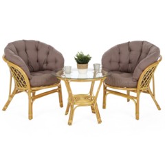 Meble ogrodowe rattanowe Bahama Honey / Cappuccino 2+1