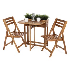 Meble balkonowe drewniane Akacja 2+1 z donicą