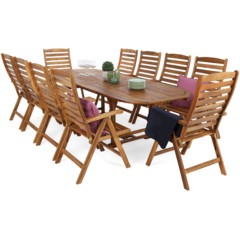 Meble ogrodowe drewniane Akacja Oval 165+50+50 cm 10+1