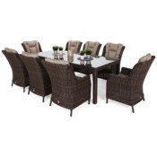 Meble ogrodowe technorattanowe Bristol 230 cm Brown Mat / Brown Melange 8+1