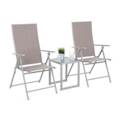 Zestaw krzeseł ogrodowych Casablanca Silver / Taupe ze stolikiem Cuba Silver