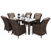 Meble ogrodowe technorattanowe Bristol 180 cm Brown Mat / Brown Melange 6+1