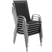 Zestaw 6 metalowych krzeseł ogrodowych Sevilla Silver / Black Melange