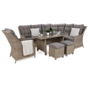 Narożny zestaw mebli ogrodowych prawy Alicante Beige / Beige Melange z pufami