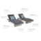 Zestaw leżaków ogrodowych z technorattanu Bora Bora Light Grey / Grey Melange ze stolikiem