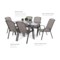 Meble ogrodowe metalowe Casablanca 150 cm Silver / Taupe Atlanta Grey / Beige Striped 6+1