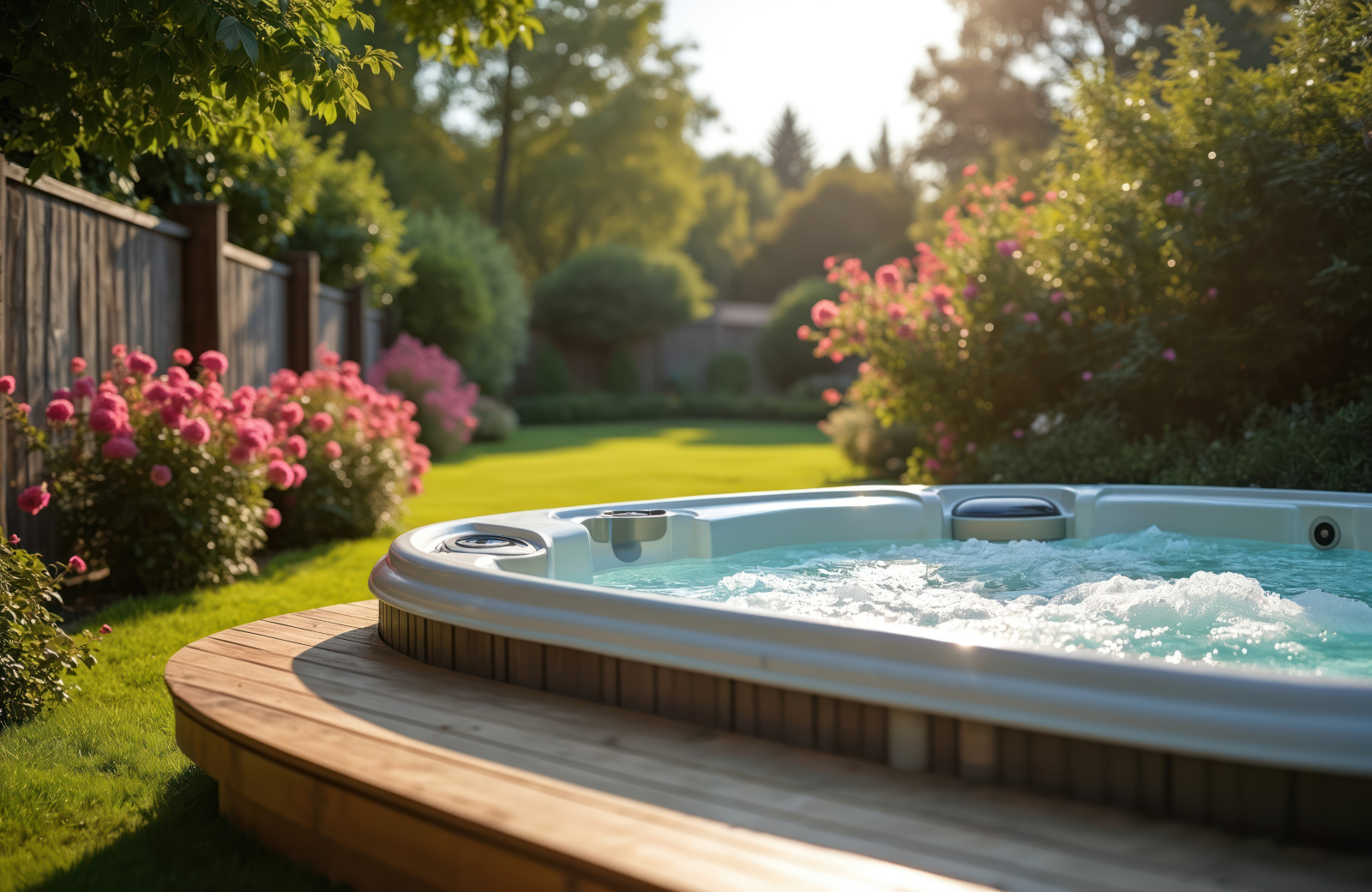 wanna z hydromasazem w ogrodzie