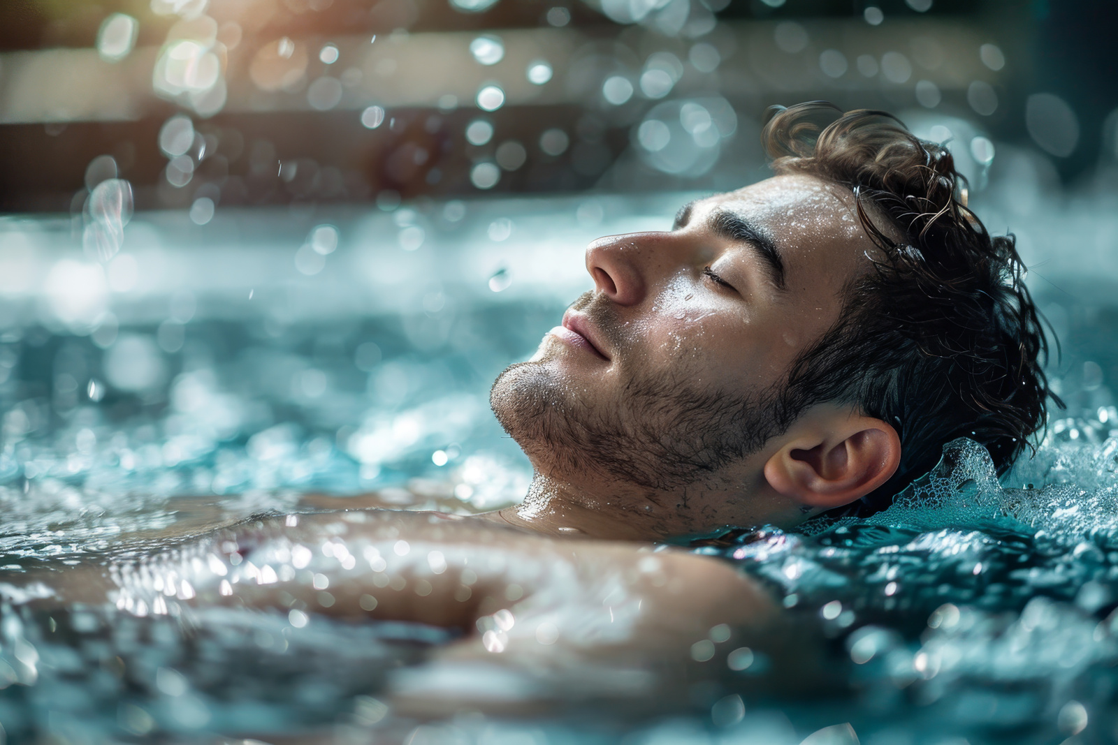 mężczyzna w wannie z hydromasażem