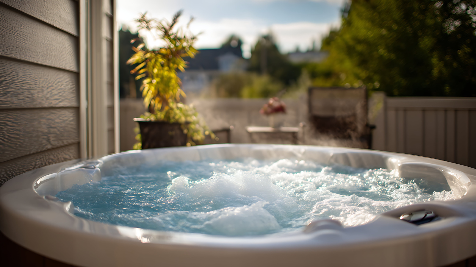 wanna z hydromasażem w ogrodzie